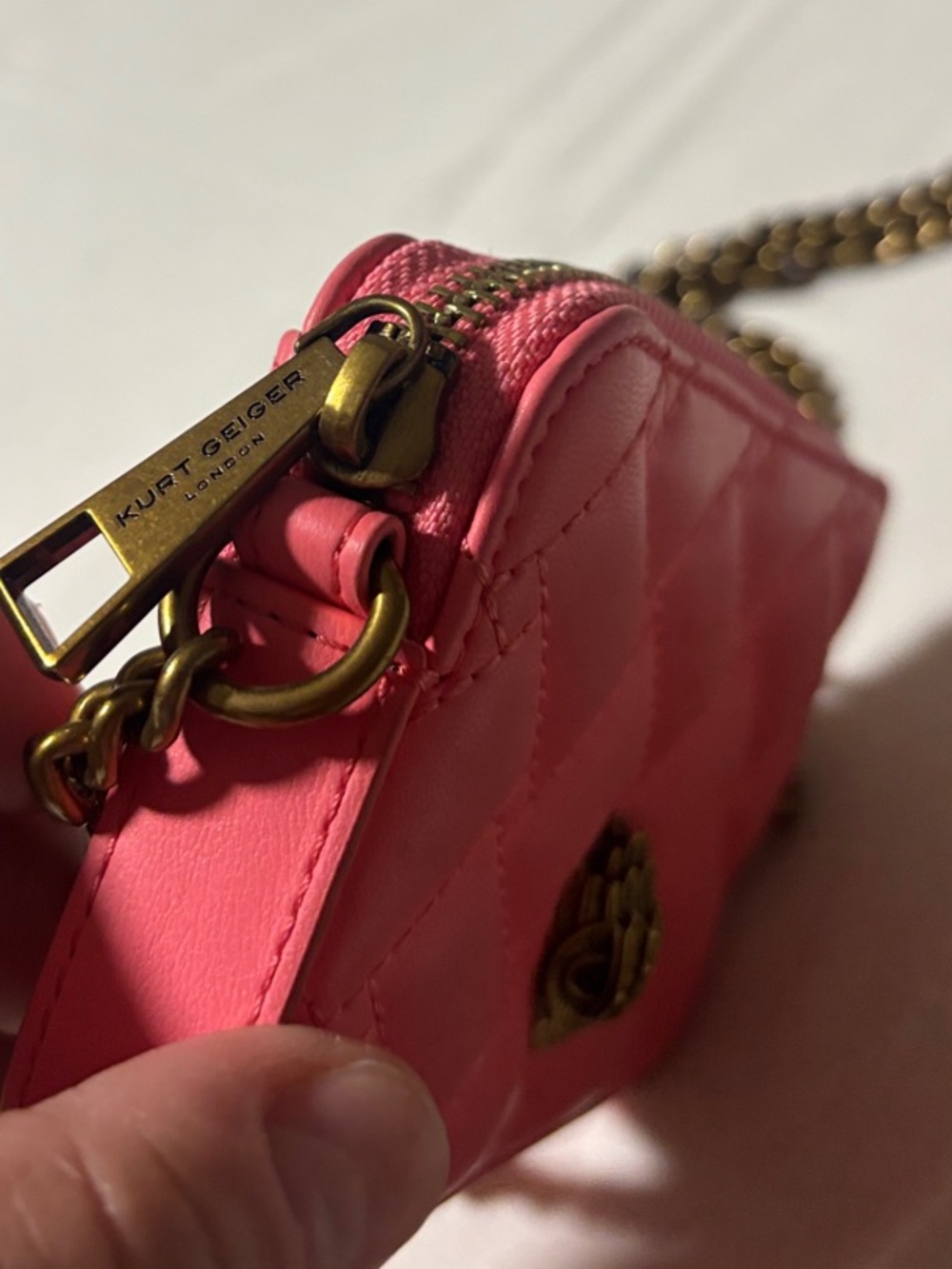 Kurt Geiger Pink Quilted Chain Shoulder Bag - Picture 4 of 5